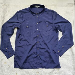 Papaya Collar Top Blouse Long Sleeve Women's Size Purple Button Down Corpcore